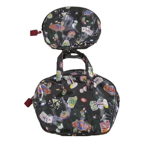 NICK & NORA Travel Las Vegas Bag Tote Cosmetic Set of 2 Casino Club - Picture 2 of 10